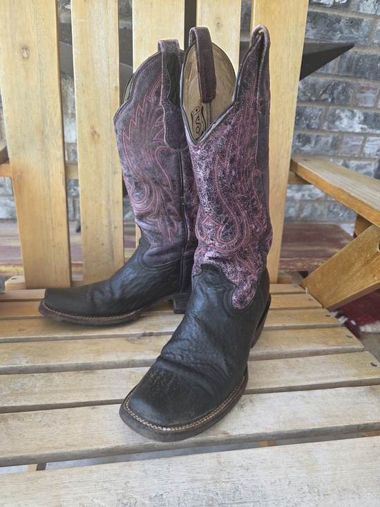 Serna Custom Boots Shoes - Serna WOMENS BLACK And PURPLE Cowboy Boots